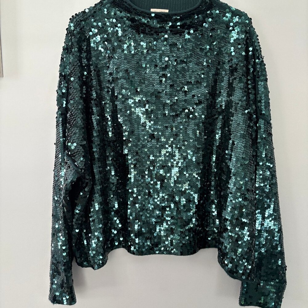The Alani Cashmere Mock-Neck Sweater by Pilcro: Sequin Edition
